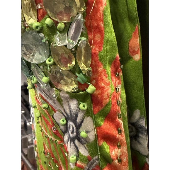 Mary.LCouture Silk Maxi Halter Beaded Dress Sz2 Prom Wedding Formal Opera NWT - Picture 6 of 13